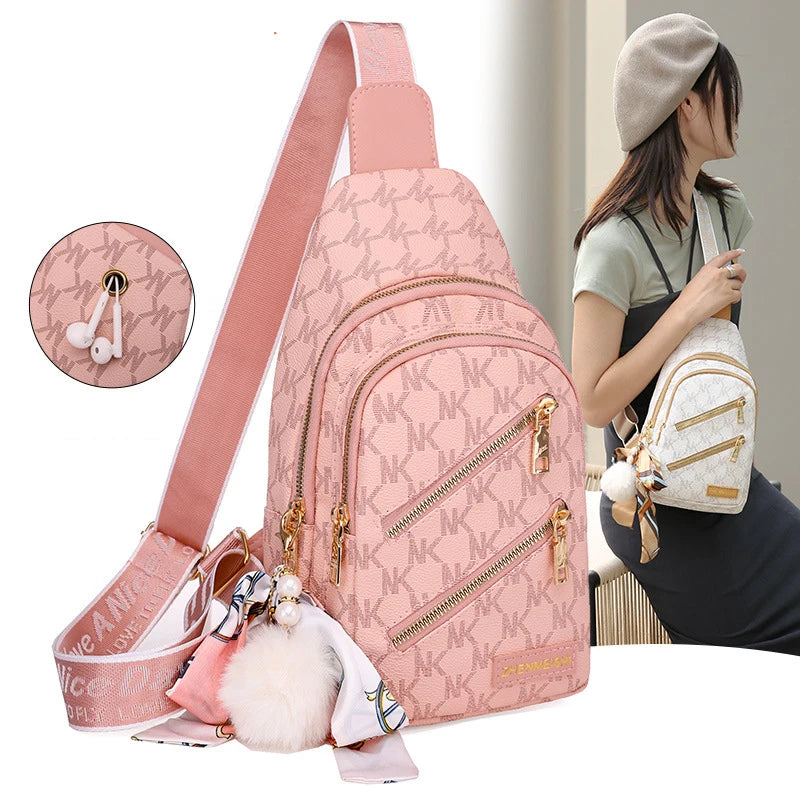 Women's Leather Chest Bag High-Quality Shoulder Sports Travel Messenger Bag