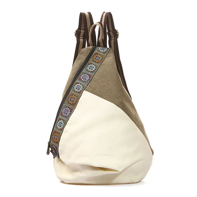 Ethnic Embroidery Canvas Backpack Travel Leisure Backpack