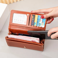 Women's Oil Wax Wallet Zipper Handbag