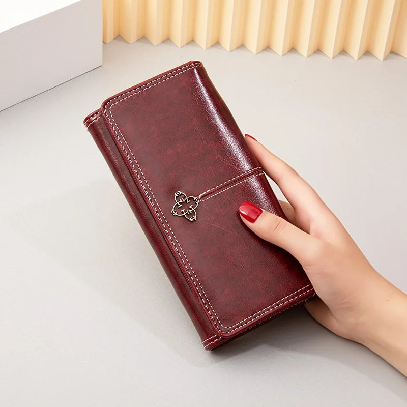 Women's Oil Wax Wallet Zipper Handbag
