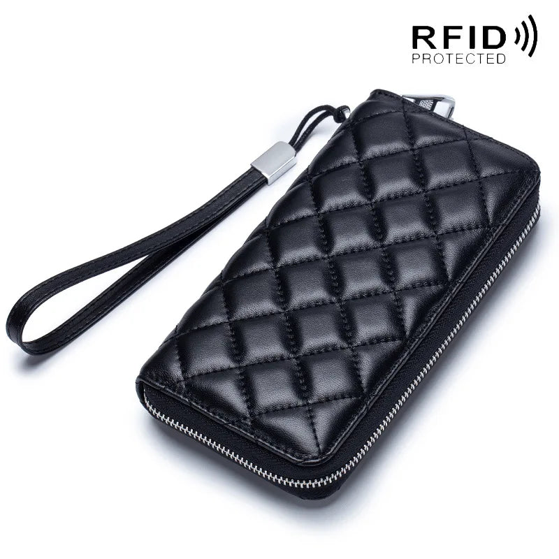 Women's Long Clutch Wallet Zipper Wristband Large Capacity Thick Purse