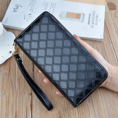Women's Double Zipper Lady Handbag with Bright Diamond Pattern