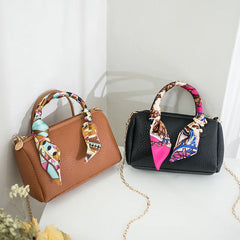 Women's Messenger Bag with Ribbon Chain Pillow Bag and Phone Bag