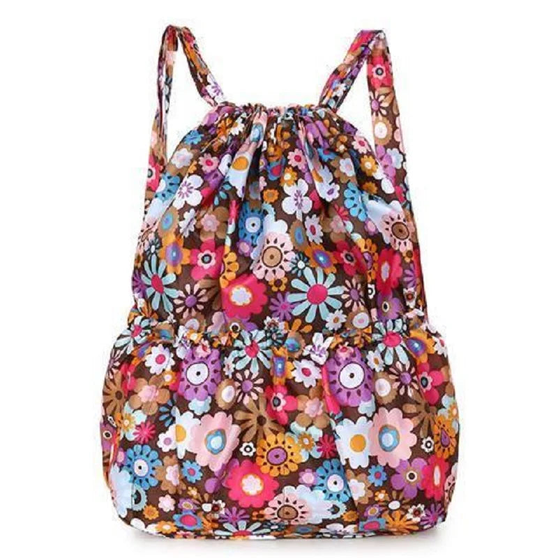 Women's Nylon Bundle Pocket Backpack for Outdoor Sports