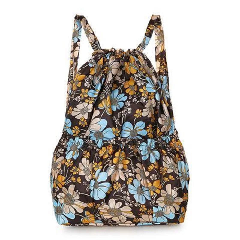 Women's Nylon Bundle Pocket Backpack for Outdoor Sports