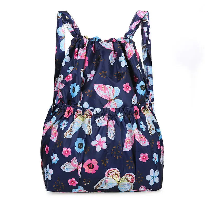 Women's Nylon Bundle Pocket Backpack for Outdoor Sports