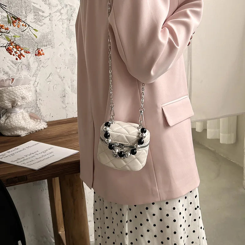Women's Pearls Chain Mini Handbag Single Shoulder Messenger Bag