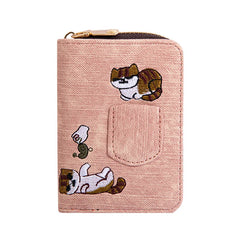 Embroidered Canvas Short Bag Women's Purse