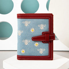 Embroidered Women's Short Wallet Draw Belt Card Slot Zero Wallet
