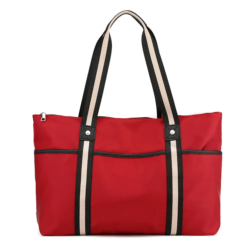 Women's Nylon Shoulder Handbag Large Capacity Travel Shopping Beach Bag