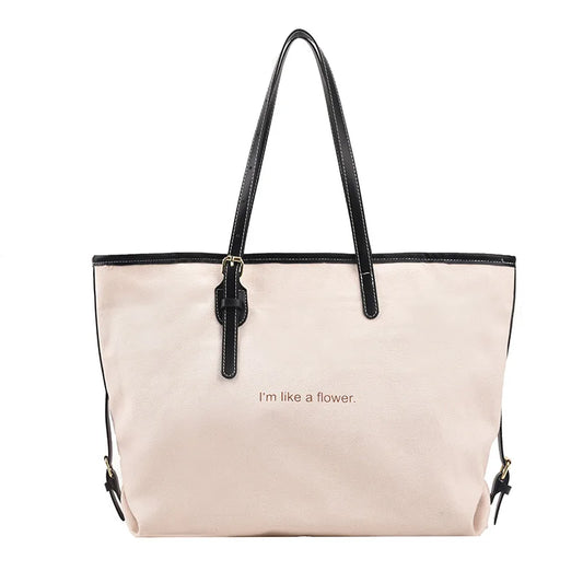 Canvas Women's Shoulder Bag Large Daily Shopping Zipper Bag