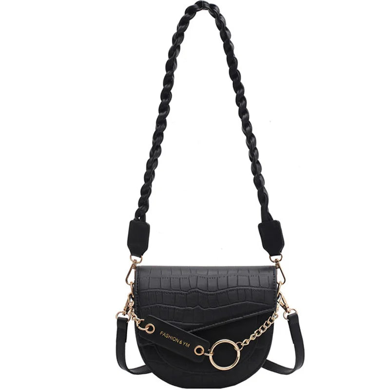 Women's Stone Handbag, Pony Saddle Bag, Winter Bonded Bag