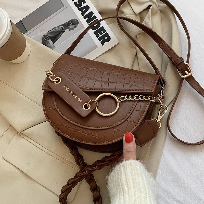 Women's Stone Handbag, Pony Saddle Bag, Winter Bonded Bag