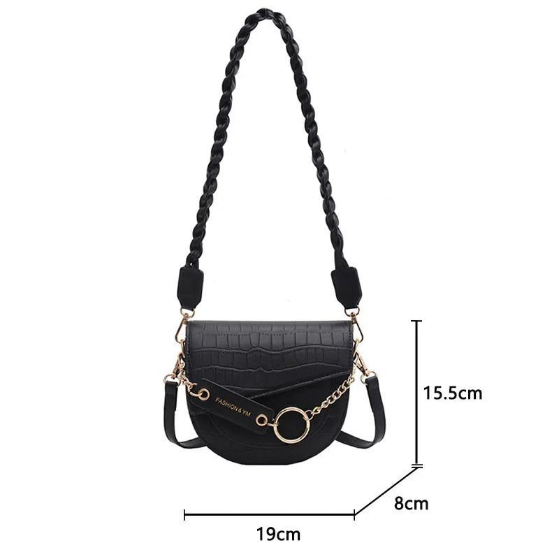 Women's Stone Handbag, Pony Saddle Bag, Winter Bonded Bag