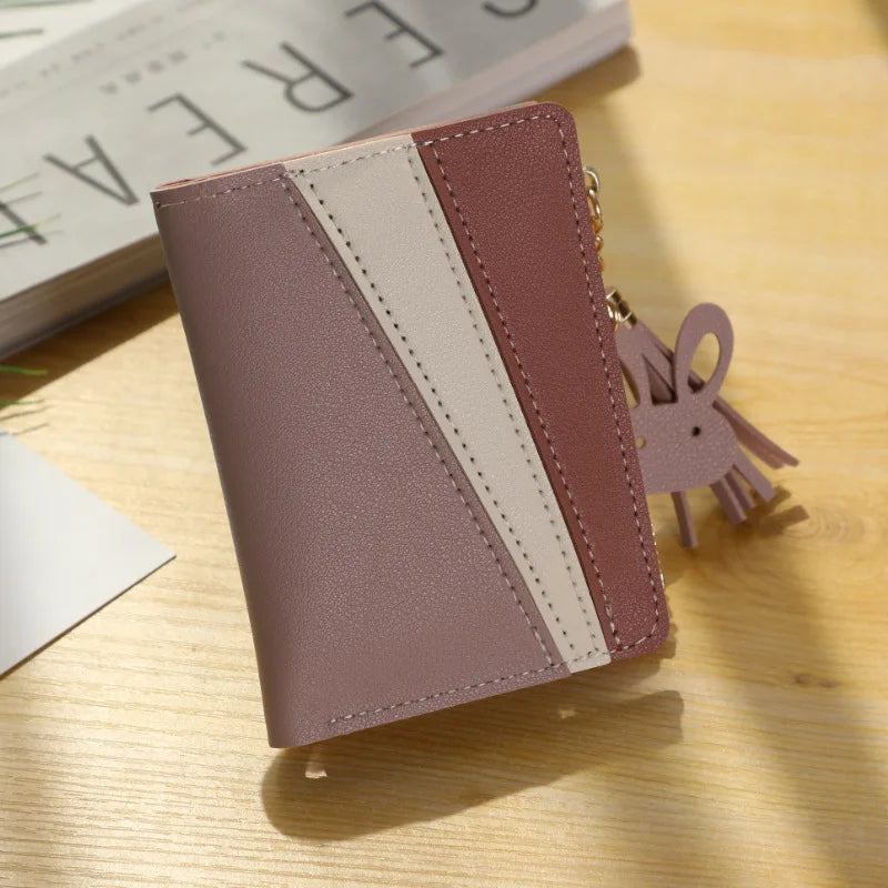 Matte Short Tassel Clip Wallets with Zipper - Dollar Money Purse