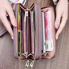 Women's Phone Clutch Bag Star Print Double Zipper Hand Strap Wallet