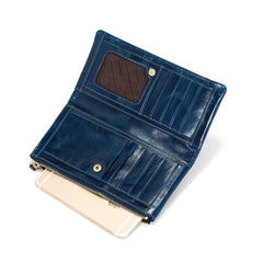 Women's Leather Long Clutch Wallet RFID Anti-Theft