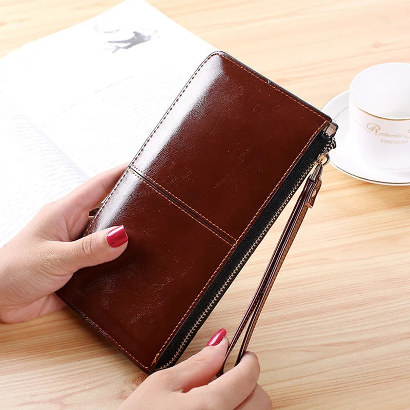 Women's Long Wallet Clutch Bag with Hand Strap