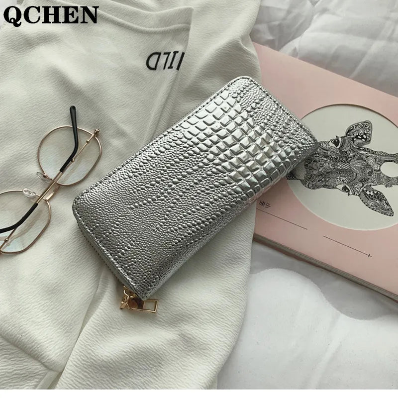 Crocodile Pattern PU Women's Wallet Zipper Clutch Multi-card Pocket