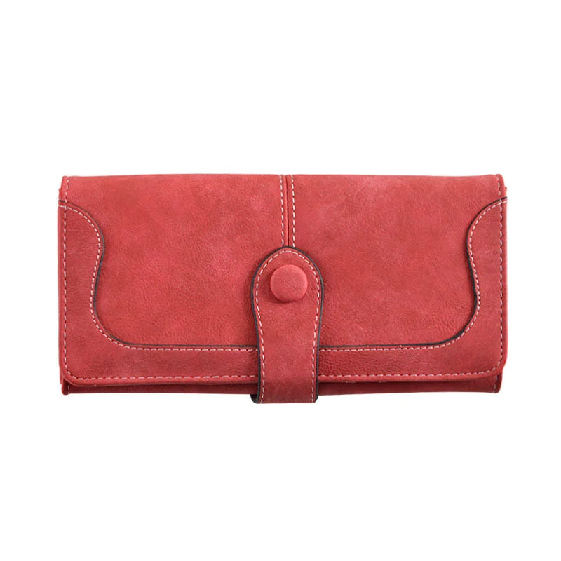 Women's Long Wind Frosted Buckle Folding Wallet