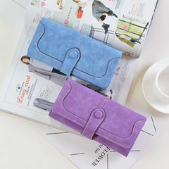 Women's Long Wind Frosted Buckle Folding Wallet