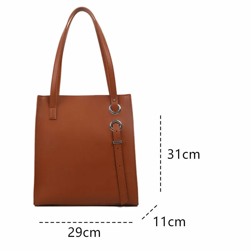 Women's Large Capacity Shoulder Bag PU Leather Bucket Handbag