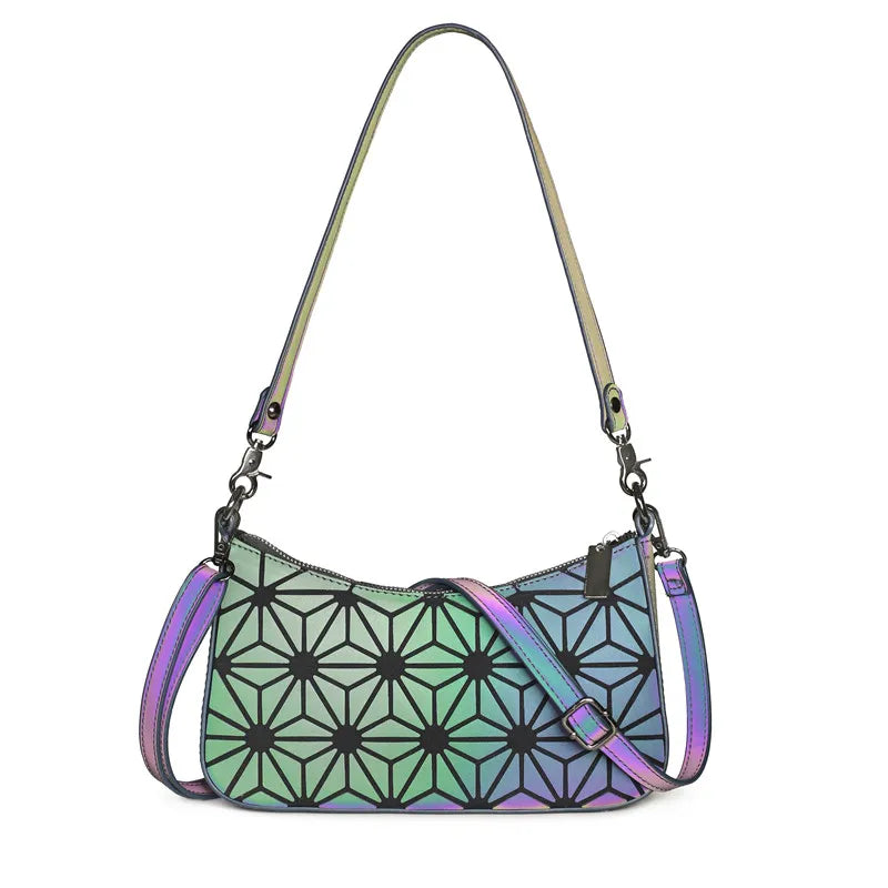 Luminous Geometry Leather Sling Bag for Women