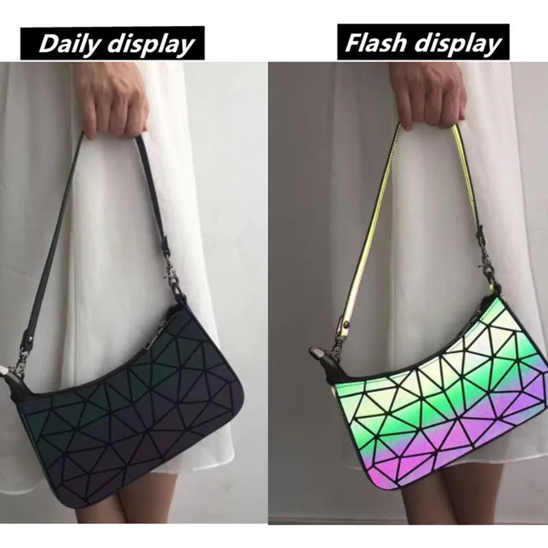 Luminous Geometry Leather Sling Bag for Women