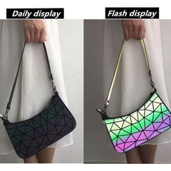 Luminous Geometry Leather Sling Bag for Women