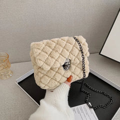 Plush Crossbody Messenger Bag Soft Faux Fur Small Purse
