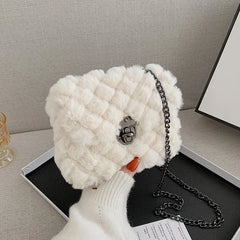 Plush Crossbody Messenger Bag Soft Faux Fur Small Purse