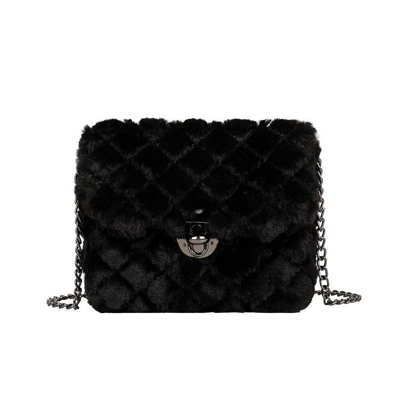 Plush Crossbody Messenger Bag Soft Faux Fur Small Purse