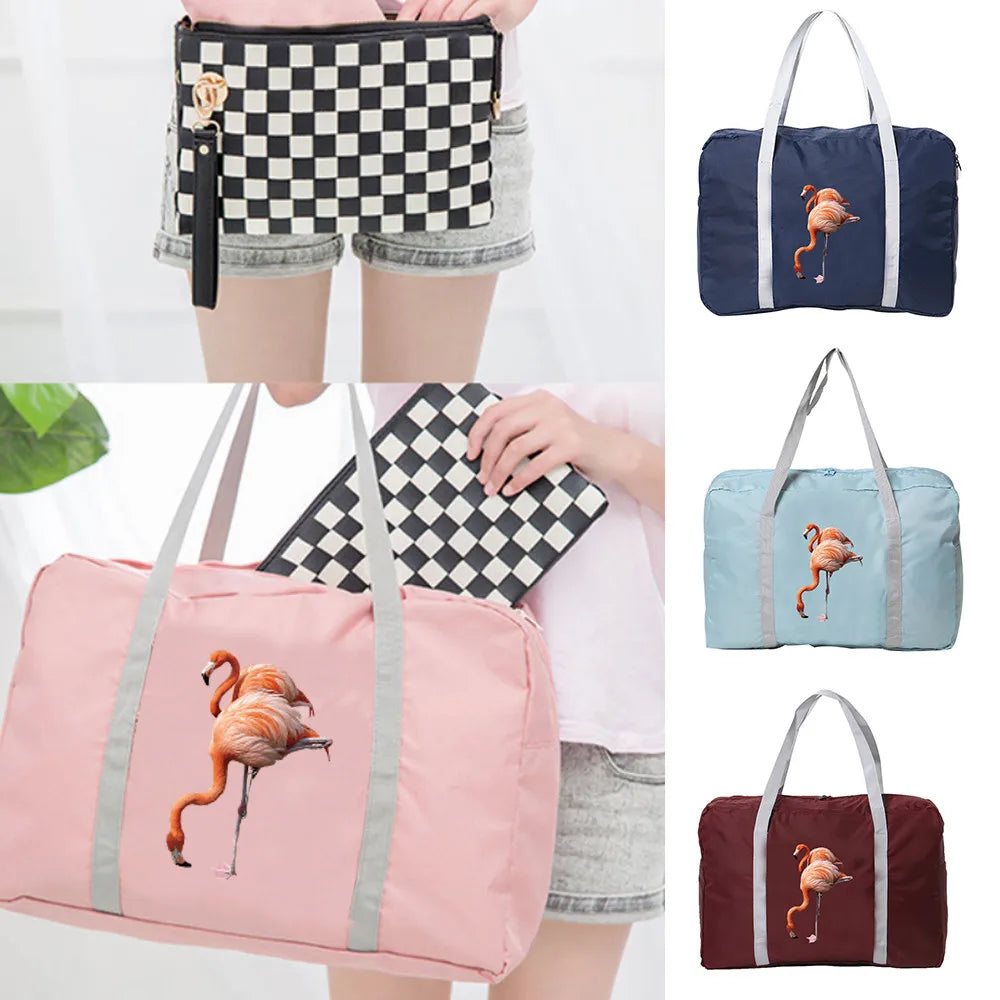 Women's Flamingo Print Travel Bag Handbag Fitness Yoga Luggage Organizer