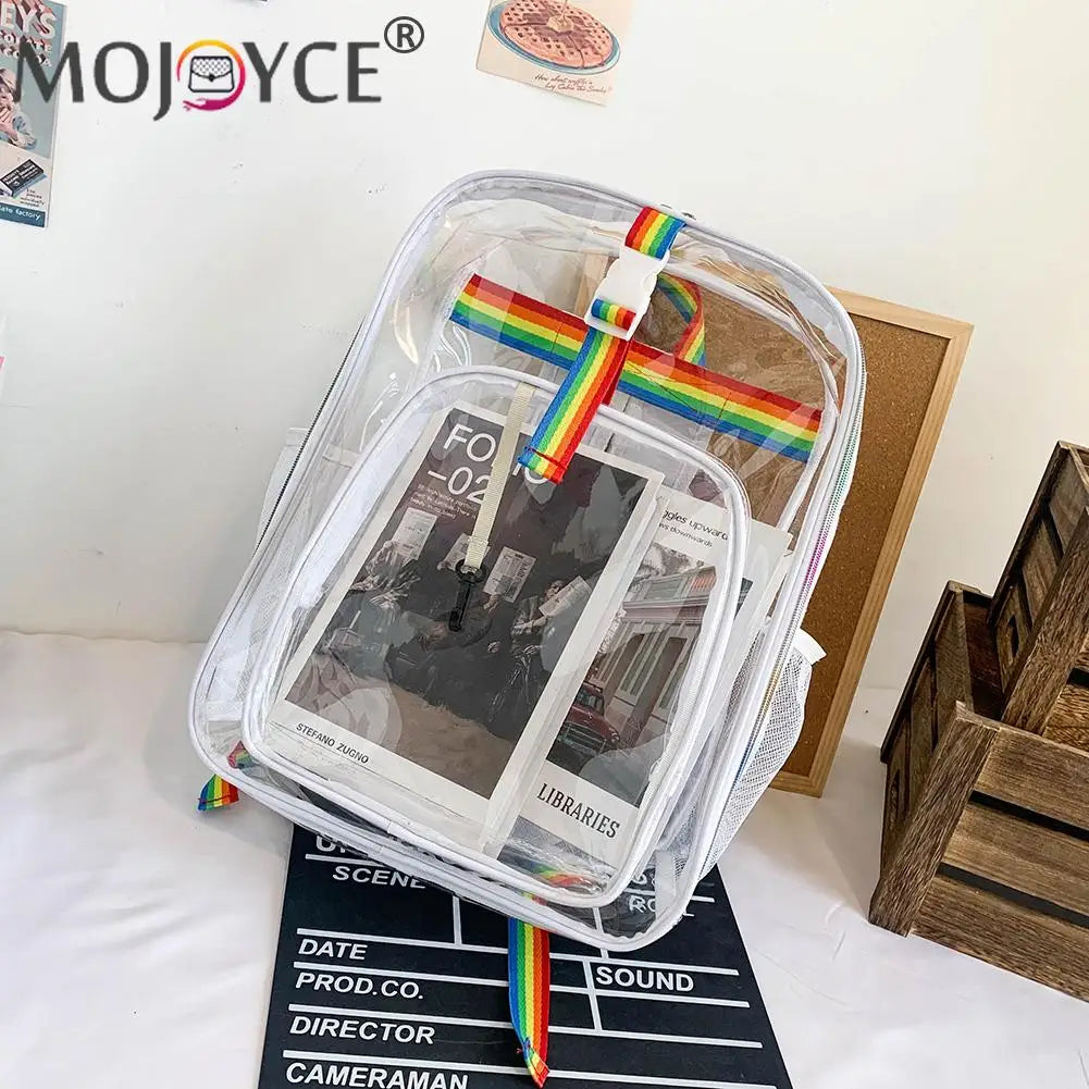 Clear PVC Women's Backpack School Bag for Traveling