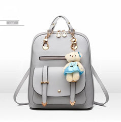 Girls PU Backpack Student Casual Schoolbag for Women Backpacks