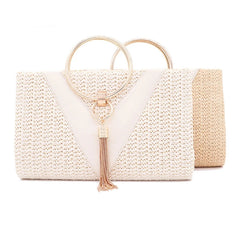 Straw Banquet Purse with Tassel Crossbody Bag
