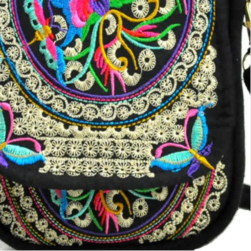 Womens Ethnic Style Embroidered Retro Backpack Mini Small Bag