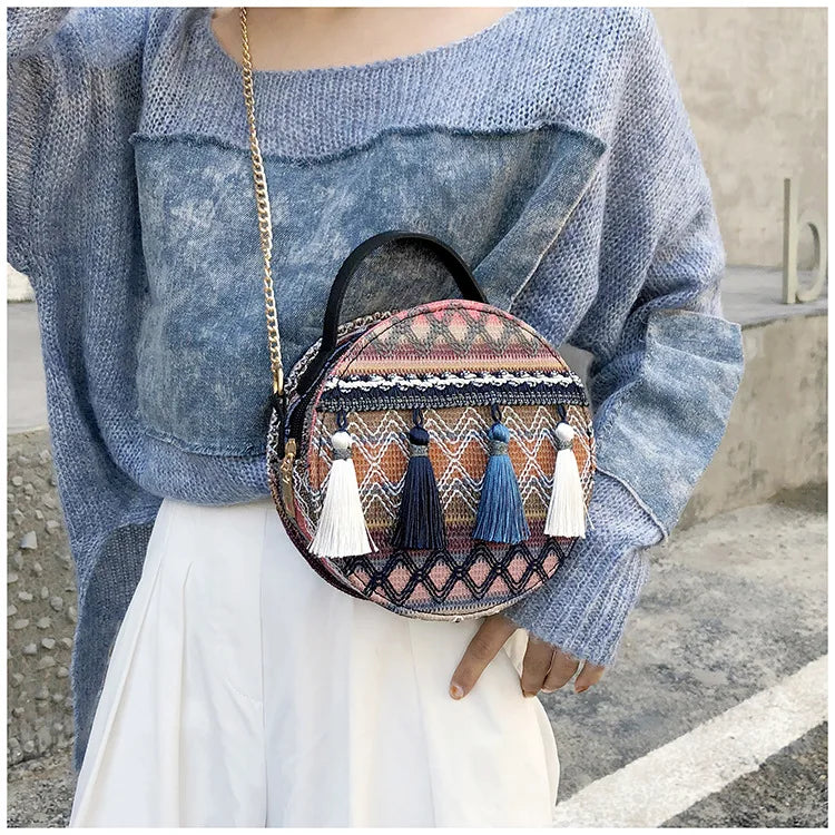 Summer Tassel Tote Messenger Cross Body Shoulder Bag