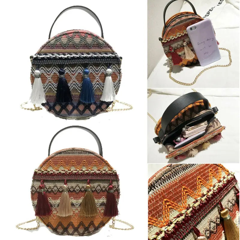 Summer Tassel Tote Messenger Cross Body Shoulder Bag