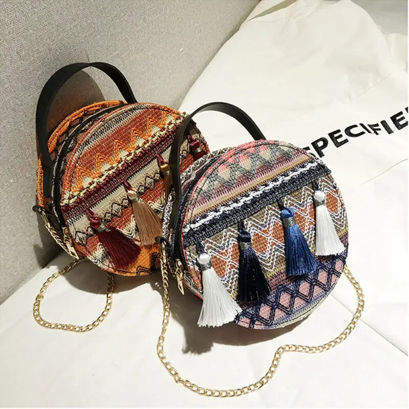 Summer Tassel Tote Messenger Cross Body Shoulder Bag