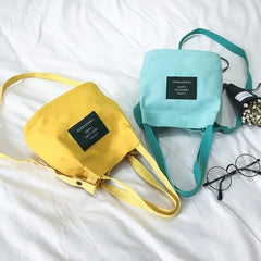 Canvas Bucket Bag Crossbody Shoulder Handbag