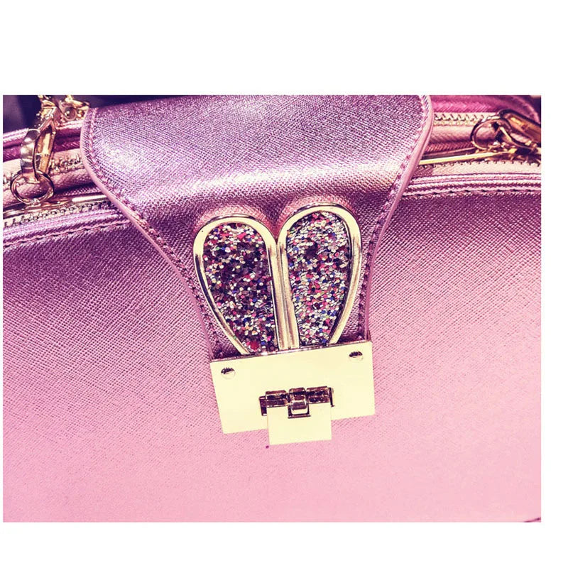 Women's Pu Leather 3 Pocket Messenger Bag with Chain
