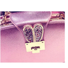 Women's Pu Leather 3 Pocket Messenger Bag with Chain