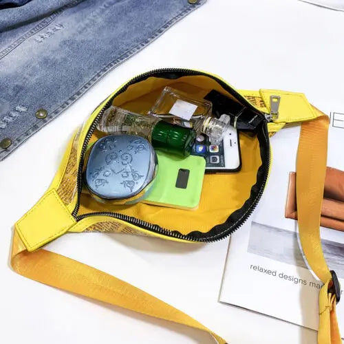 Women's Small Waist Bag PVC Bum Bag Lady Purse Phone Pouch Travel Waist Bag