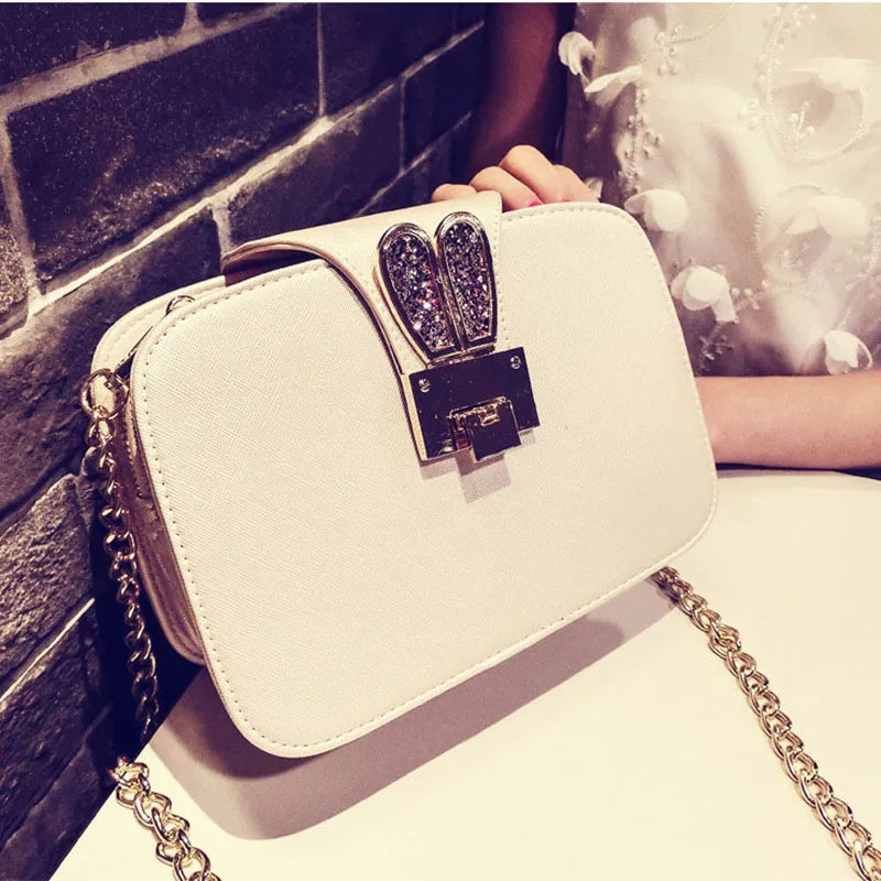 Women's Small Pu Leather Shoulder Bag with Chain - Large Capacity