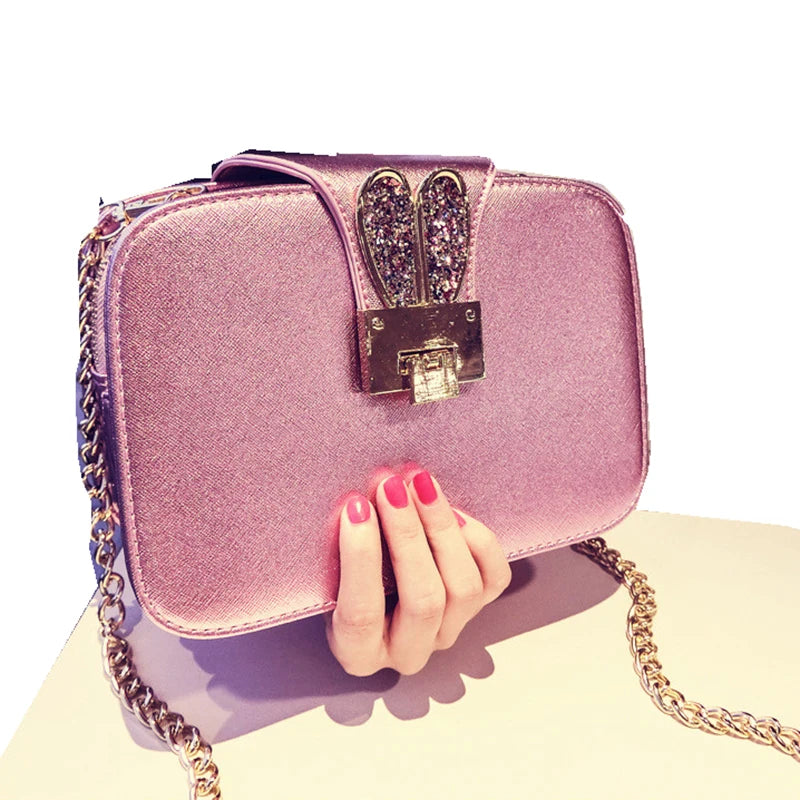 Women's Small Pu Leather Shoulder Bag with Chain - Large Capacity