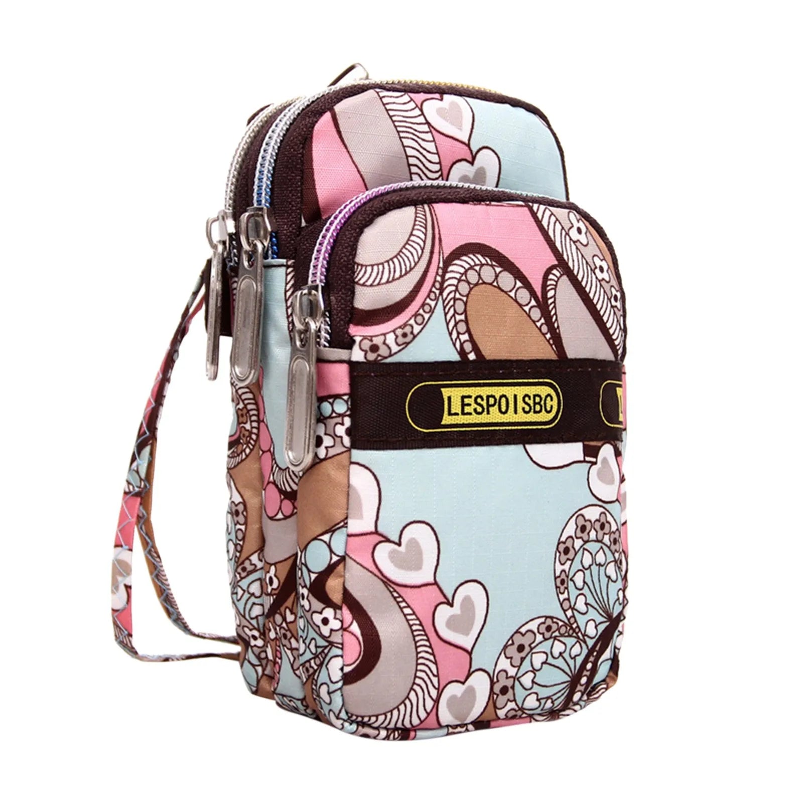 Waterproof Crossbody Wallet Phone Bag Nylon Zipper Cartoon Arm Bag