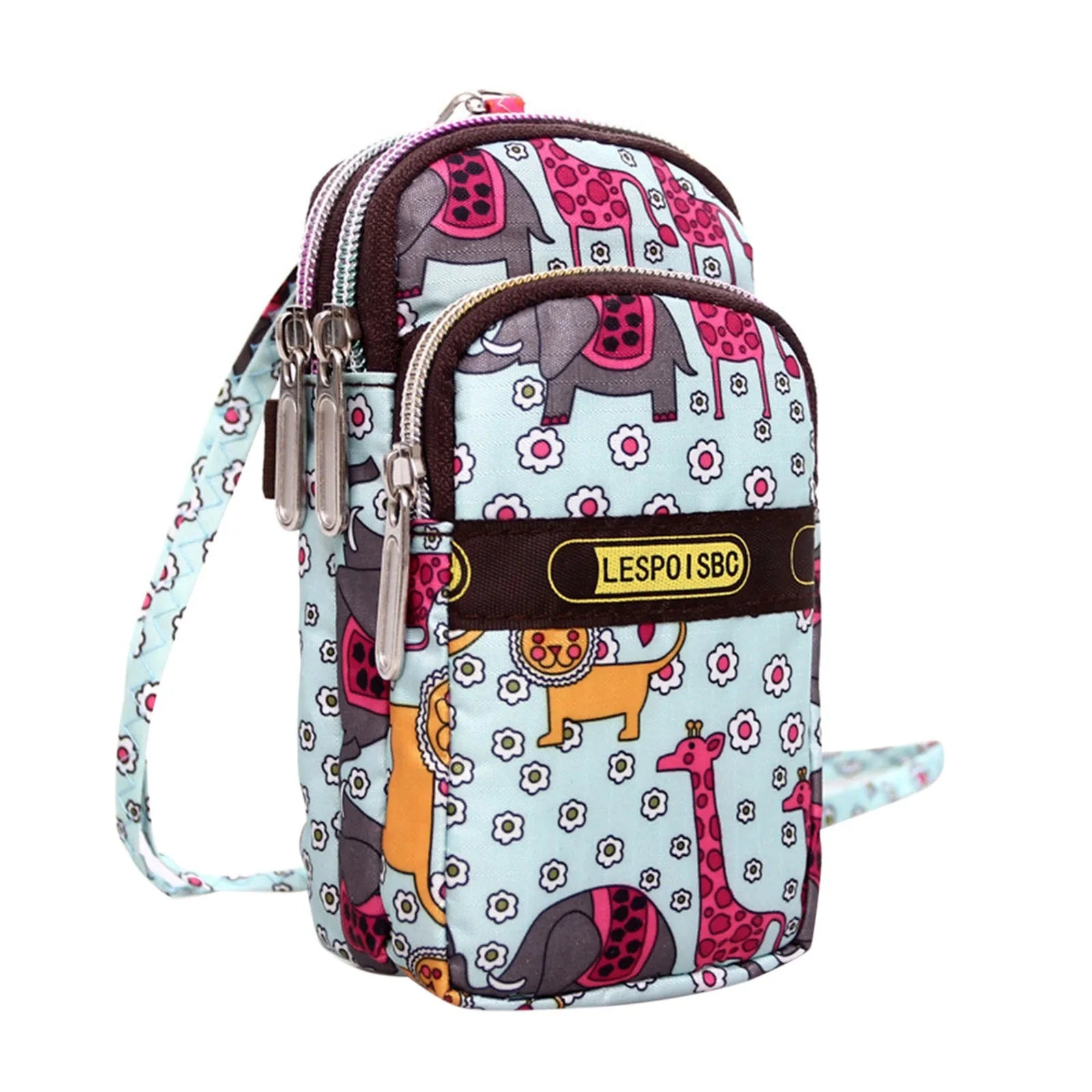 Waterproof Crossbody Wallet Phone Bag Nylon Zipper Cartoon Arm Bag