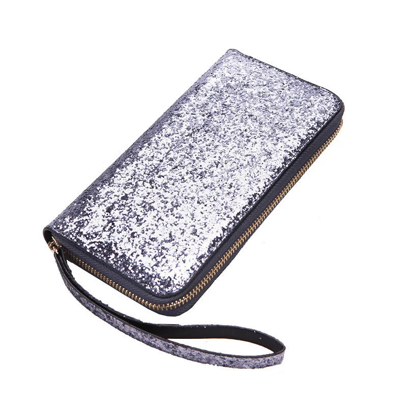 Red Leather Wallet Women's Clutch Purse Double Zipper Phone Pocket