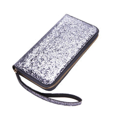 Red Leather Wallet Women's Clutch Purse Double Zipper Phone Pocket